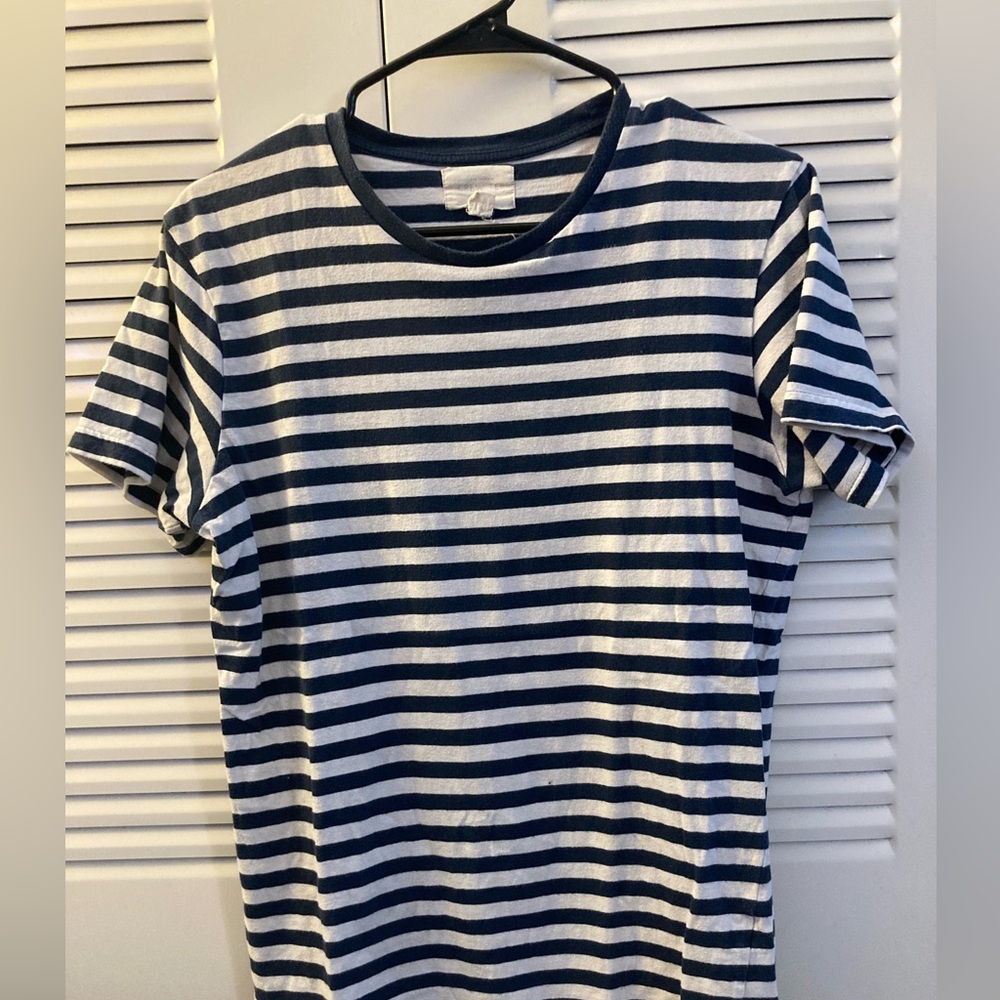 Navy and white horizontal striped t-shirt